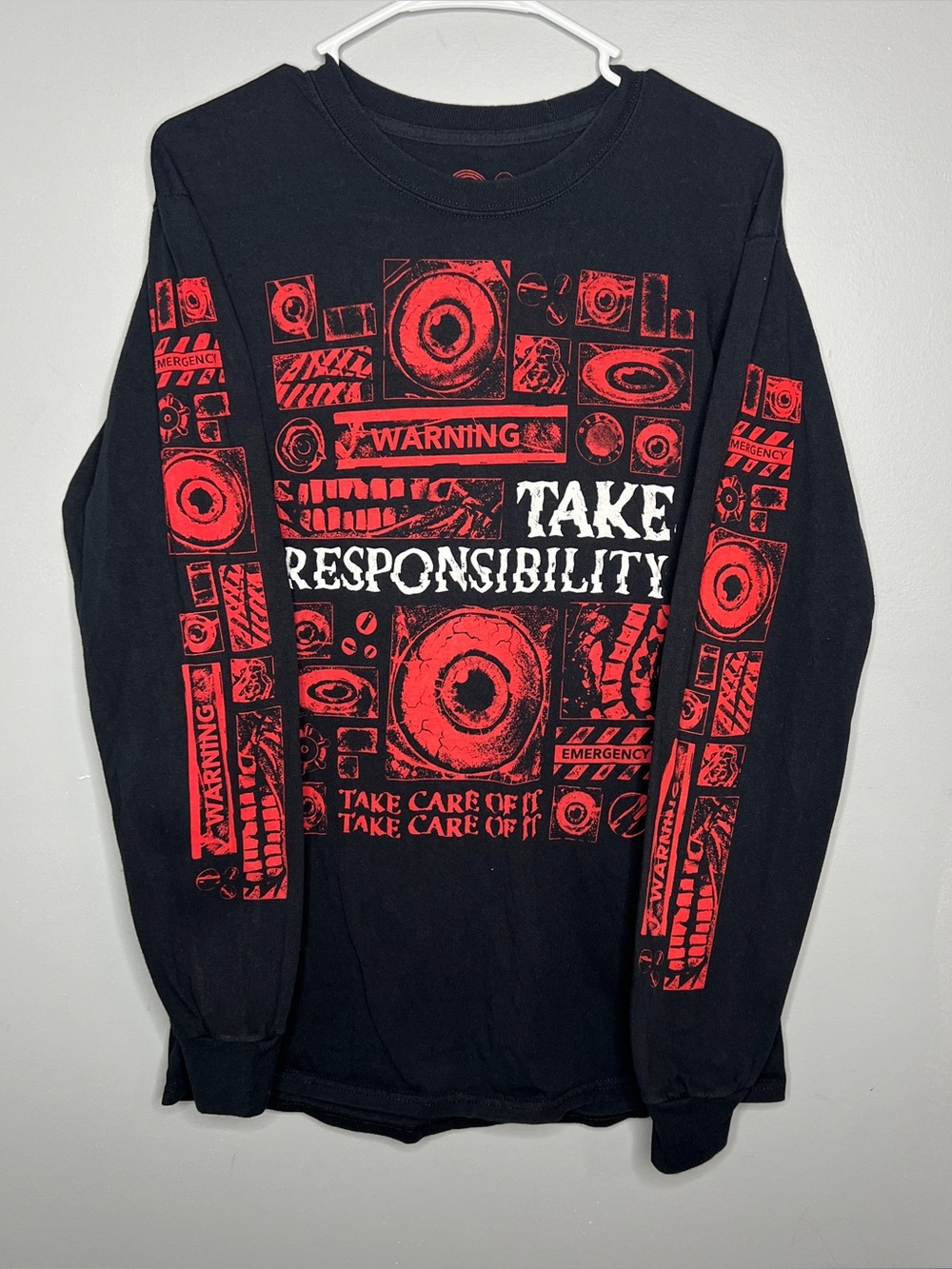 Mouthwashing - Take Responsibility Graphic Long-Sleeve Unisex Shirt - Black/Red